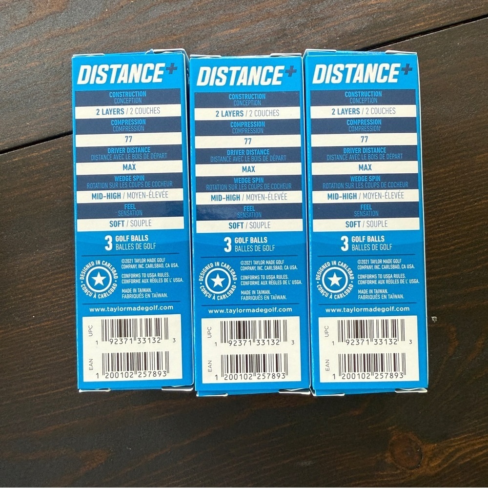 📀 Taylor Made Distance+ Box of 3 White Golf Balls Lot of 3 New - Picture 3 of 4
